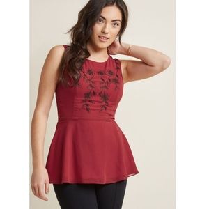 Modcloth | Embroidered Peplum Sleeveless Top